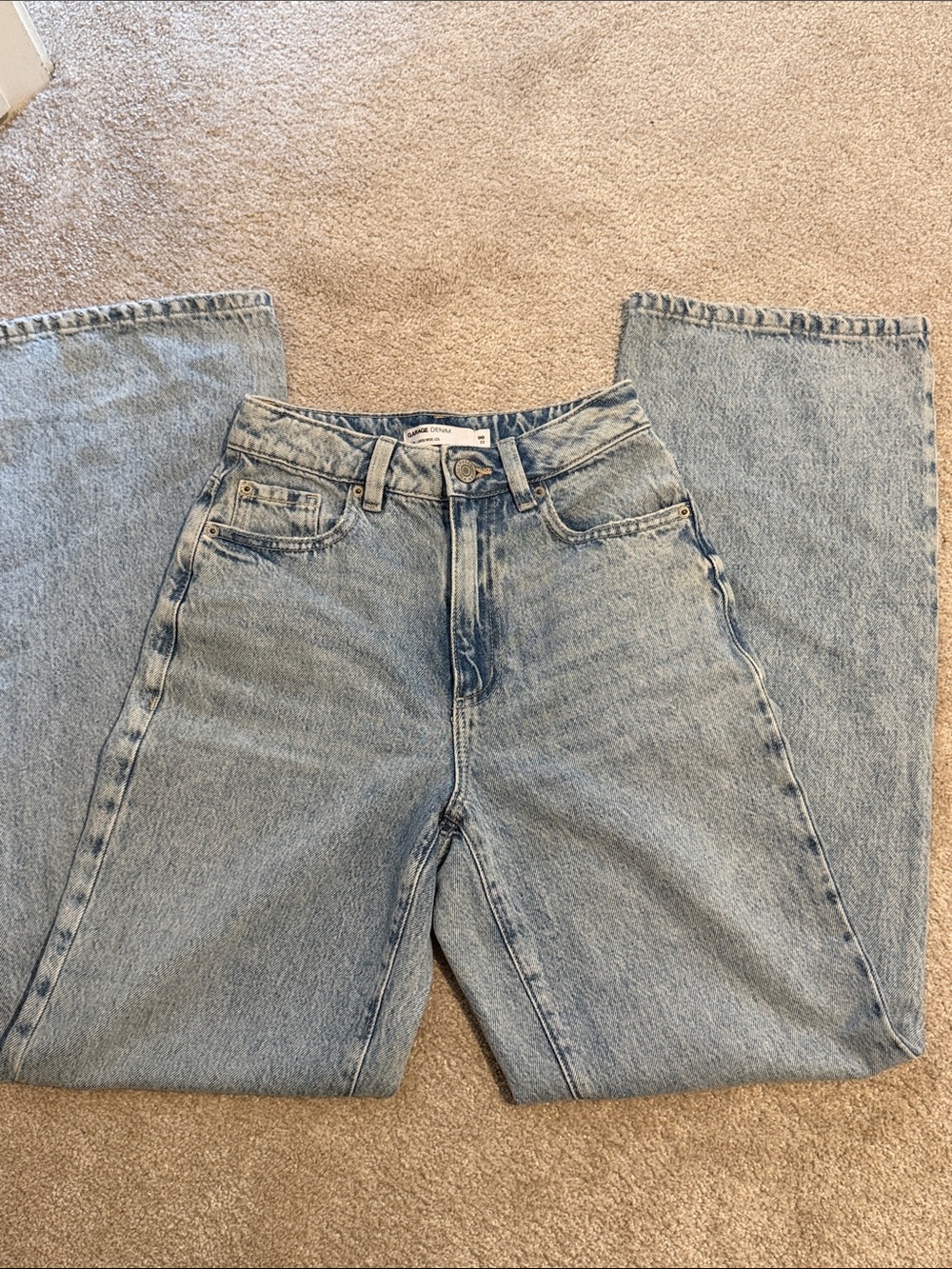 Garage Light Blue High-Rise Wide Leg Jeans